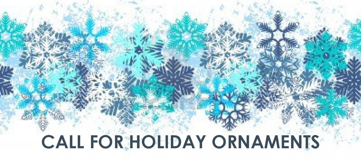 Call for Holiday Ornaments in blue enlarged
