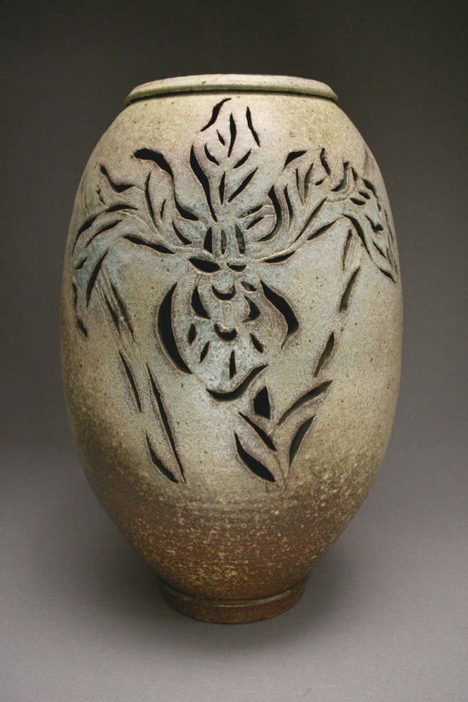 ceramic vase with flower print