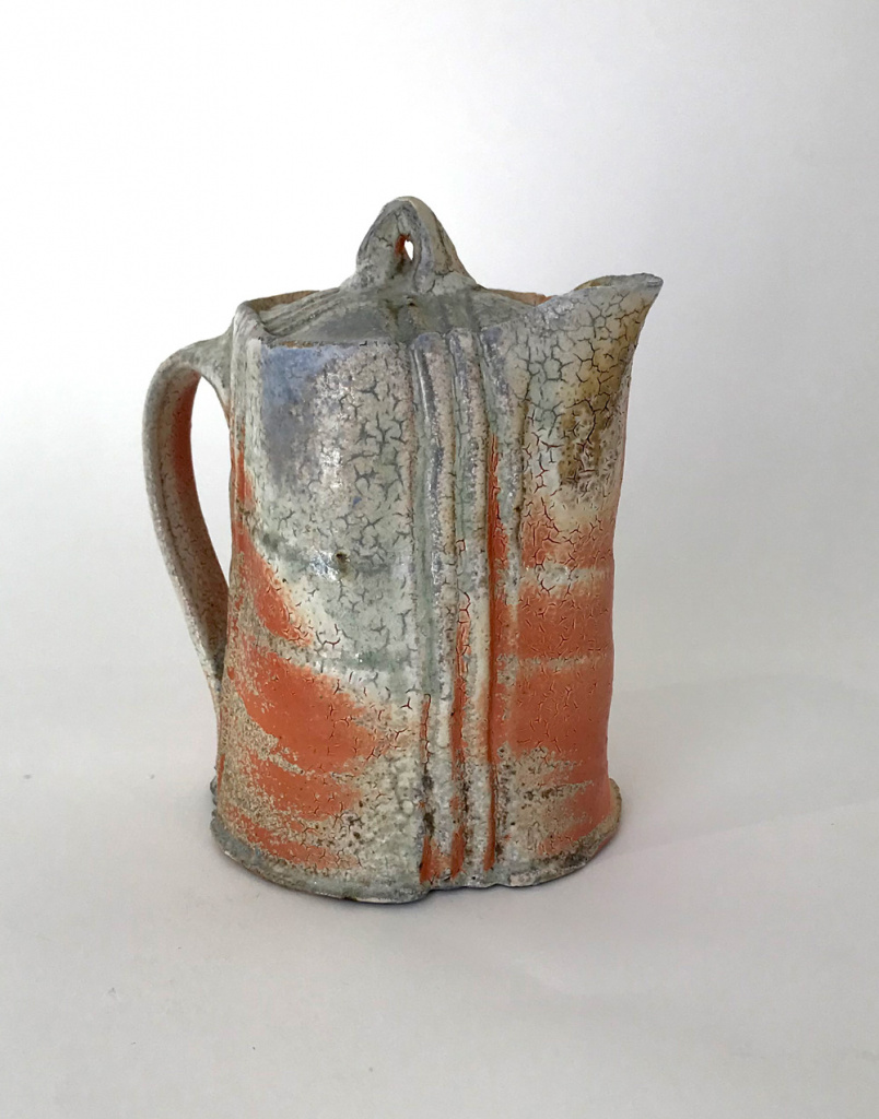Eric Ordway "Coffee Pot" Stoneware w/ Flashing Slip, Wood-fired, Cone 12. Watermark Honorable Mention