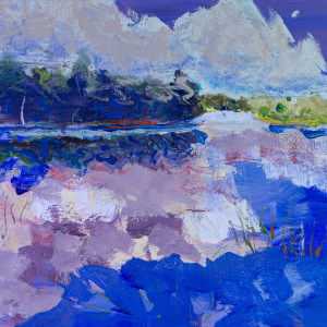 Lavender Lake Itasca landscape painting by Gillian Bedford